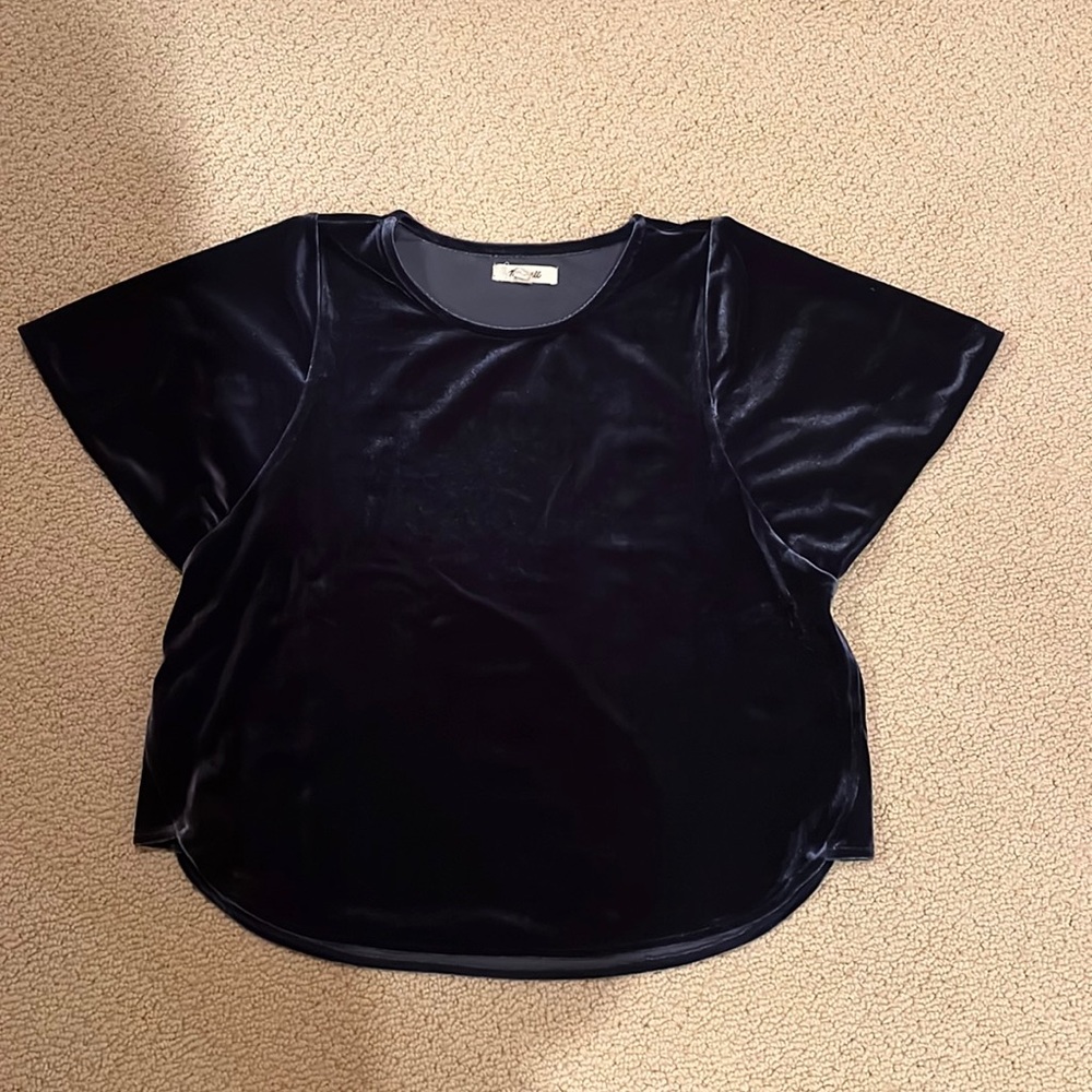 Madewell blue velvet top